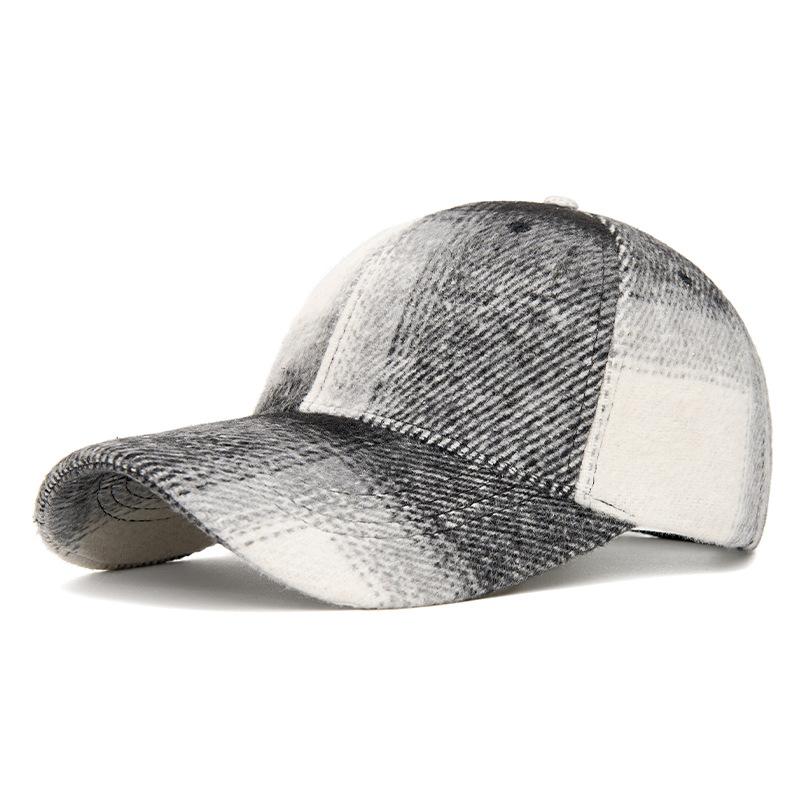 Retro plaid baseball cap women's autumn and winter polished tie-dyed cap men's warm sun hat