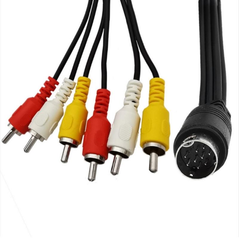 Аудио-видео AV кабель Mini DIN 9-контактный штекер на 6 RCA гнезд, 1.8м, для плееров и проекторов