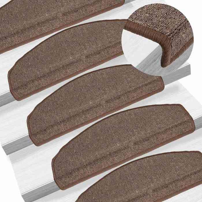 VidaXL Stair Carpet 15 Pieces 65 X 24 X 4 Cm Coffee Brown Semi-round Large 133888