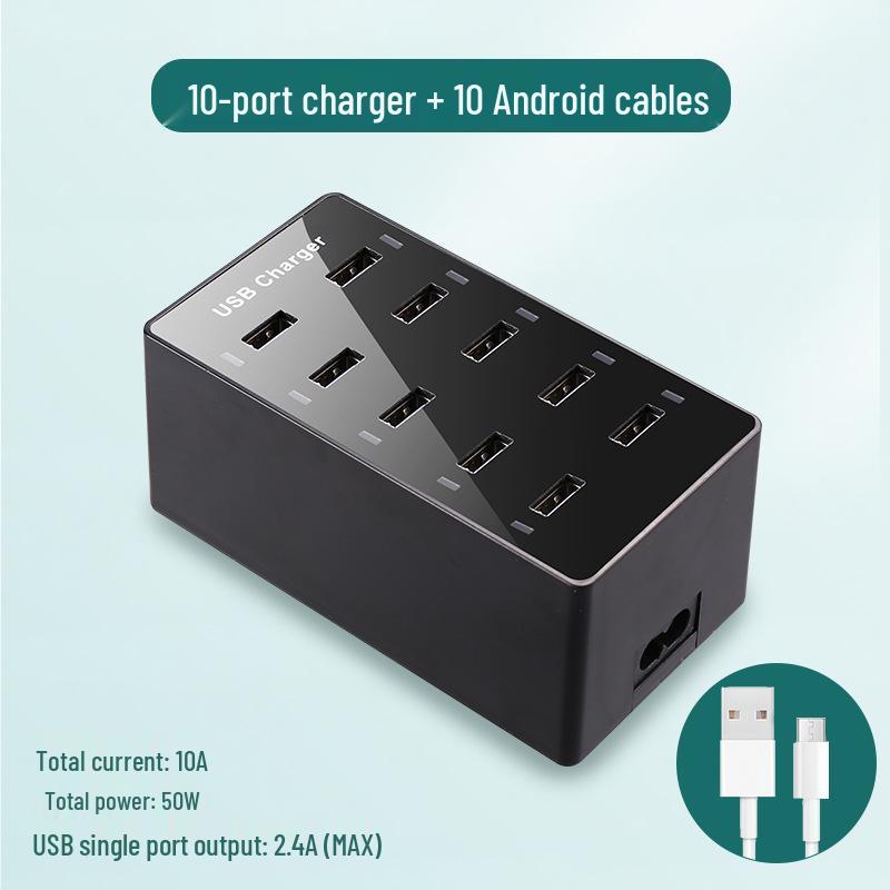 Многопортовое USB-быстрое зарядное устройство: Умная настольная зарядная станция для нескольких устройств