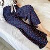 Cotton and silk family summer women's cotton and silk pajama pants high waist wide leg pants thin single wear can be worn outside home pants