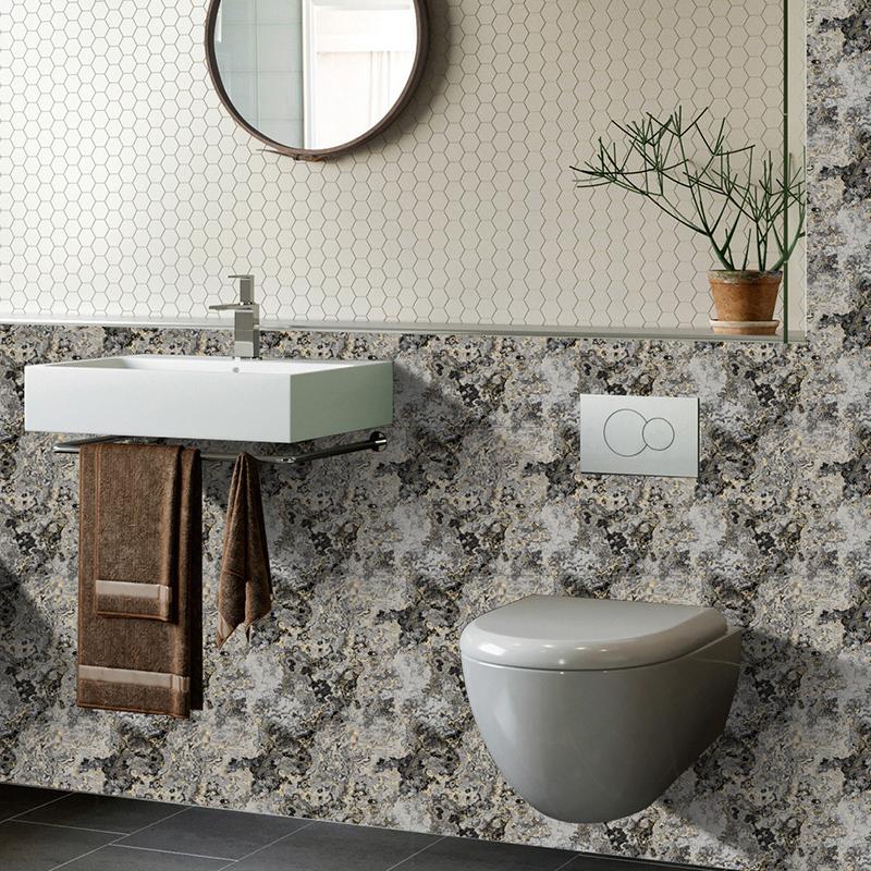 10pcs/set Bathroom PVC Fake Marble Tile Sticker Crystal Wall Sticker Self-adhesive