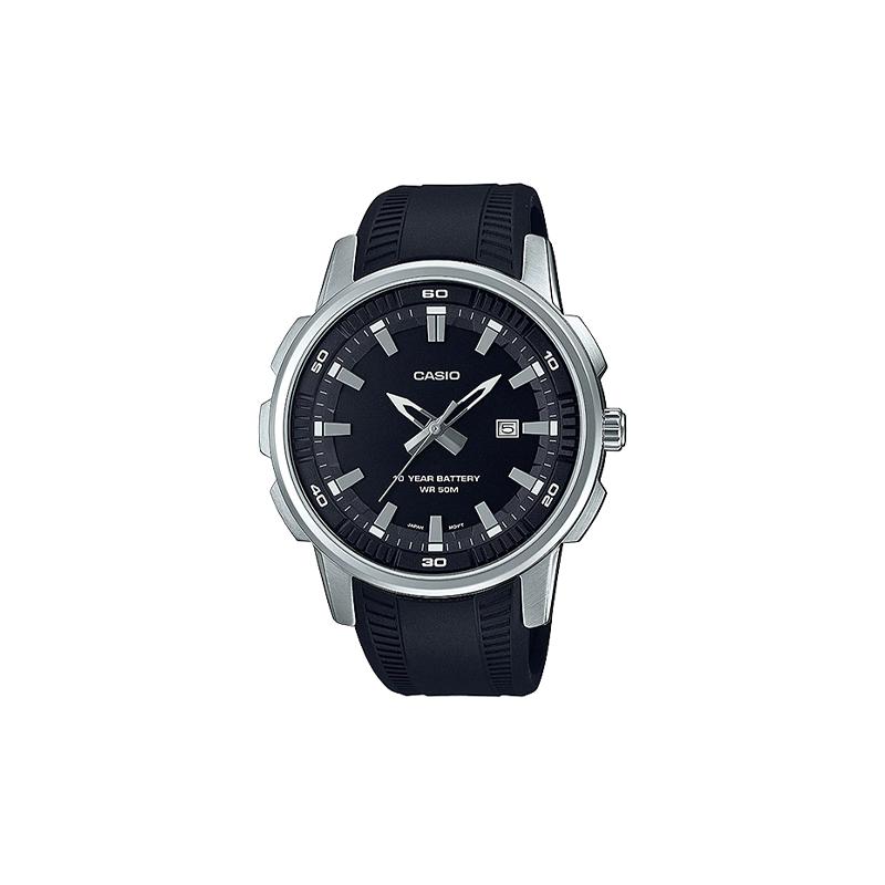 Casio CASIOSTANDARD серия классические, простые, изысканные и модные, тройная застежка, водозащита 50 метров, кварцевый механизм, смола MTP-E195-1AV