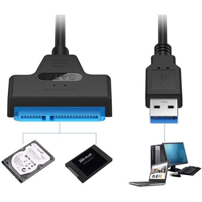 Câbles SATA Wanyuda Câble Adaptateur convertisseur USB 3.0 vers SATA III jusqu'à 6 Gbit-s SATA vers USB Convertisseur Ex 192293