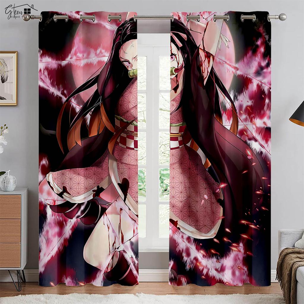 Шторы для девочек с принтом комиксов и аниме, студенческое общежитие, спальня, гостиная, украшение, шторы для дома, 2 шт.