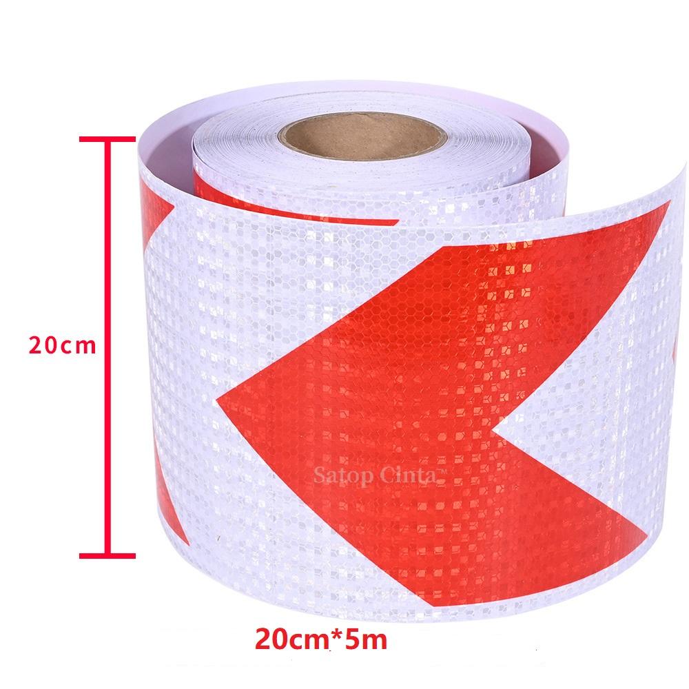 5cm/10cm/20cm*5m Arrow Reflective Safety Tape White-Red Warning Waterproof Stickers Outdoor Eye-Catching Adhesive Film For Truck