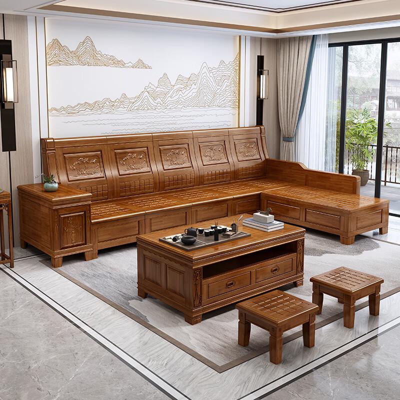 Miling Camphor Wood New Chinese Style Solid Wood Sofa Set