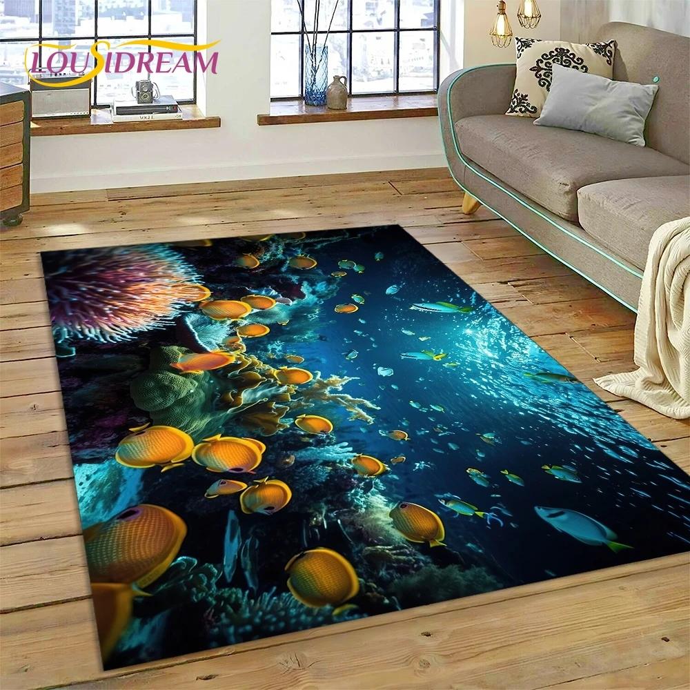 3D подводный мир, морское дно, Дельфин, мультяшный ковер, ковер для гостиной, спальни, домашний декор, нескользящее украшение для дивана, подарок ребенку