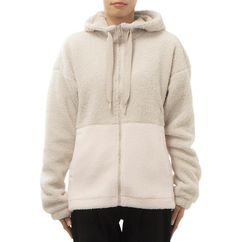 Adidas Свободная флисовая куртка Color Block с капюшоном и застежкой-молнией, женская куртка бежевого цвета IK9863