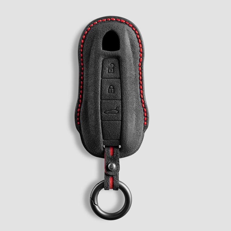 AABKU1 For Porsche Panamera Cayenne 971 911 9YA Macan Boxster Spyder Carrera Cayman 970 981 991 3 Buttons Suede Car Key Case Keychain