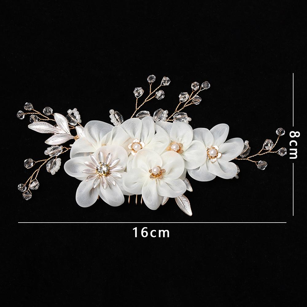 Fashion White Flower Pearl Crystal Bridesmaid Tiara Hair Combs Bridal Clips Flower Hair Pin