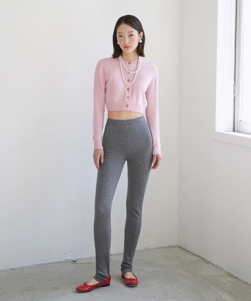 PELOTE Pure Wool Ribbed Leggings (Gray)