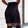 Модная женская сексуальная однотонная мини-юбка трапециевидной формы с кисточками и нерегулярными ягодицами