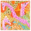 POBING Twill Silk Scarf Women Three Giraffes Square Scarves  Manual Hand Rolled Echarpes Foulards Femme Wrap Bandana Hijab 90CM