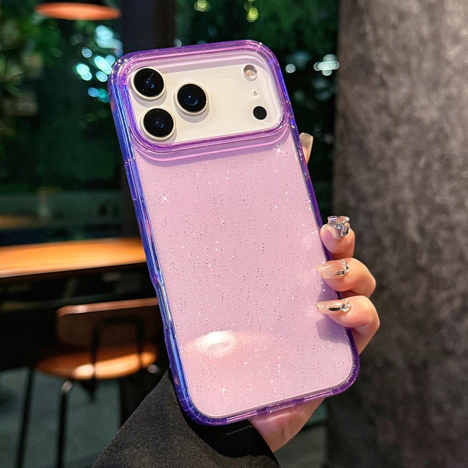 Luxury Star Glitter Phone Case for iPhone 17 16 15 14 13 12 11 Pro Max Acrylic Transparent Shockproof Hard Back Cover