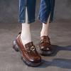 The First Layer of Cowhide Loafers for Women's 2025 Spring New Leather Retro British Style Thick-soled One-pedal Muffin Shoes for Women