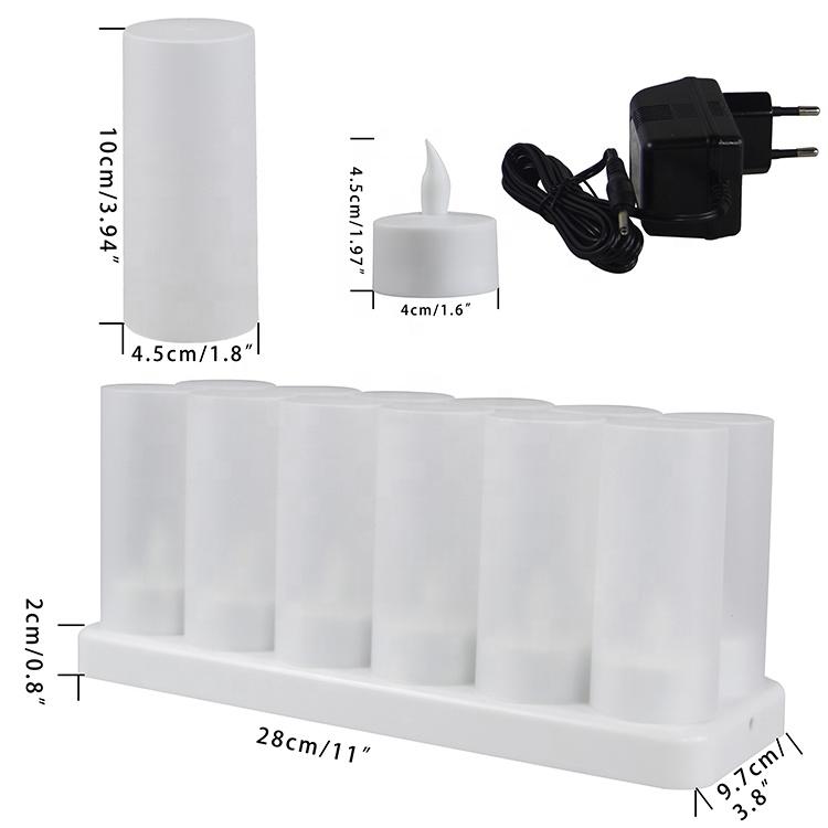 Set of 12 Sample Available Warm White Flickering Electric Flameless Rechargeable LED Tea Light Candles for Home Decor