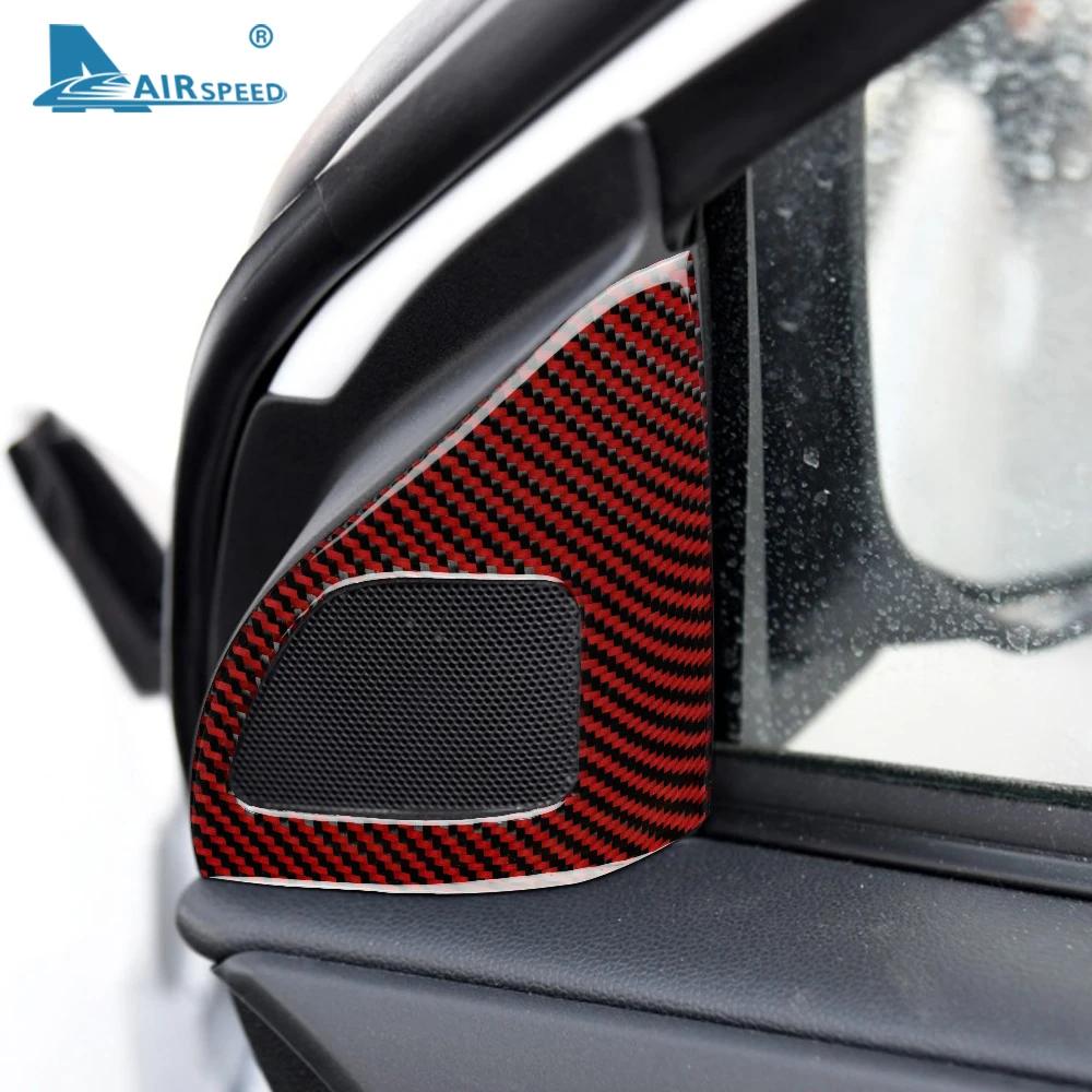 Для Mitsubishi Lancer 2008 2009 2010 2011 2012 2013 2014 2015 Настоящий Мягкий Карбон Отделка Салона Наклейка на Динамик Боковой Двери Автомобиля