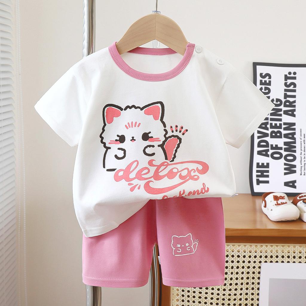 Kids' Summer Sport Suit Set with Cartoon Prints for Toddlers