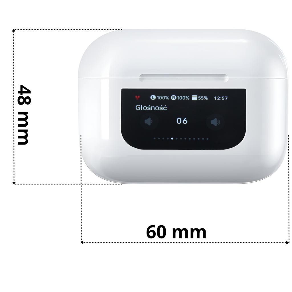 Hell Sound Pro White TWS Earphones with Touchscreen, Anc Noise Cancelling, Microphone and Usb-C Charging Case