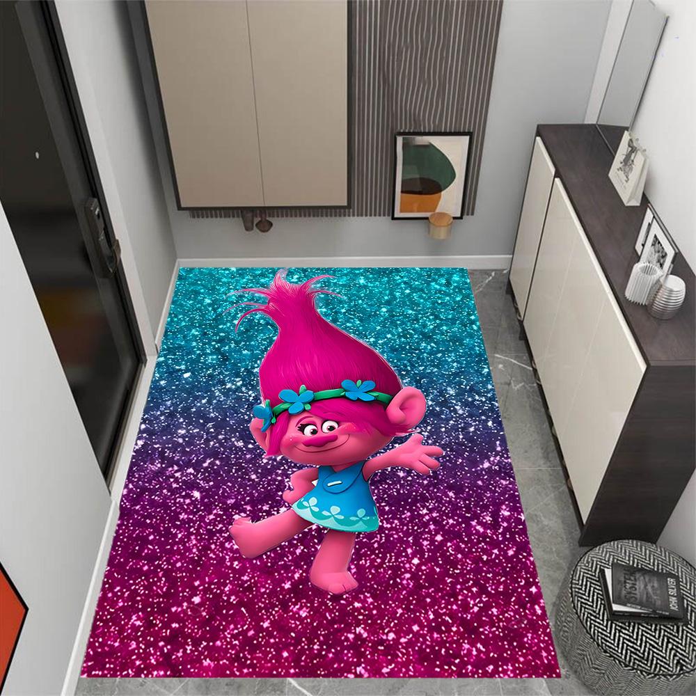 Trolls World Tour Themed Anti-Slip Rugs - Polyester Home Decor, Suitable for Bedrooms, Living Rooms, Doorways, Studios, and Decorations