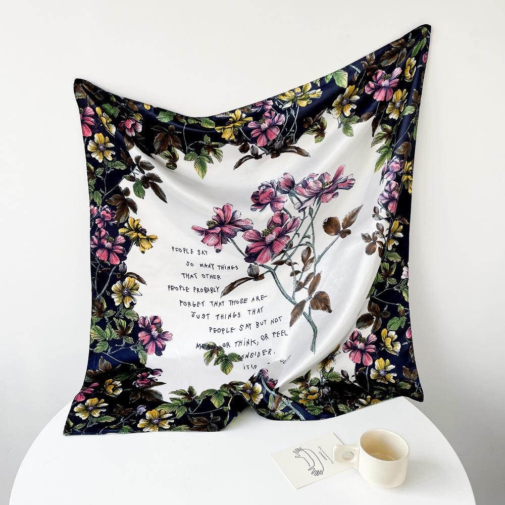 Satin Square Scarf 90cm Gift Silk Scarf Women'S Scarf Shawl Professional Elegant Scarf Sunscreen Scarf Shawl