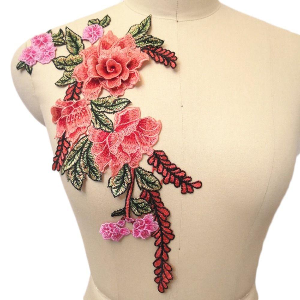 DIY Rose Trimmings Sewing Garment Peony Flower Clothes Accessories Patch Applique Embroidery