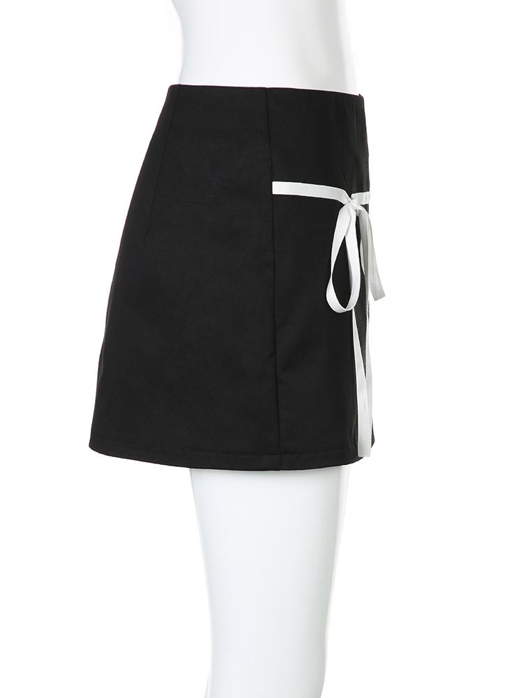 Милая базовая лоскутная бандажная юбка трапециевидной формы, повседневная тонкая мини-юбка с низкой талией, женская летняя модная уличная одежда 2024 г.