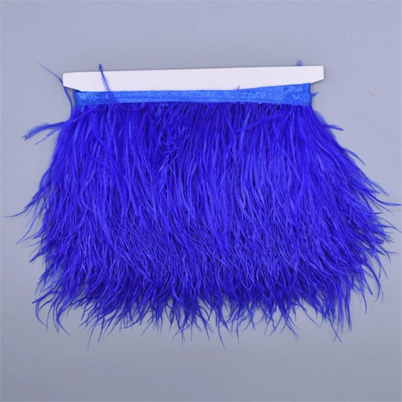 10Meters Colored Ostrich Feathers On Ribbon Trim 8-10Cm Skirt Fringe On Tape Ostrich Feather Trims Sewing Trimmings Decoration