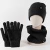 Yousheng 3 Pcs/Set Unisex Winter Beanie Scarf Gloves Set Thick Plush Knitted Warm Cap Gloves Elastic Ear Protection Windproof Winter Outdoor Cycling