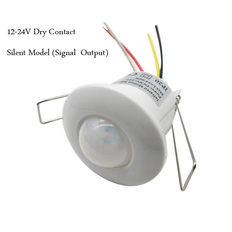 intelligent silent dry contact 12V-24V Ceiling mini embedded infrared human body motion sensor switch reed switch signal