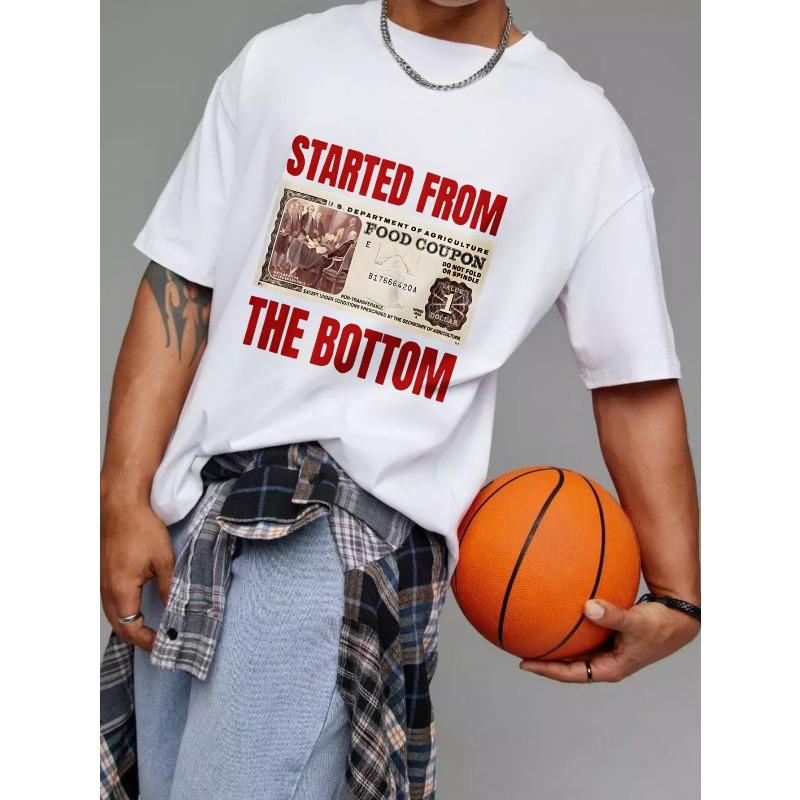 Белая футболка с принтом купона на еду и надписью Started From The Bottom для повседневной носки