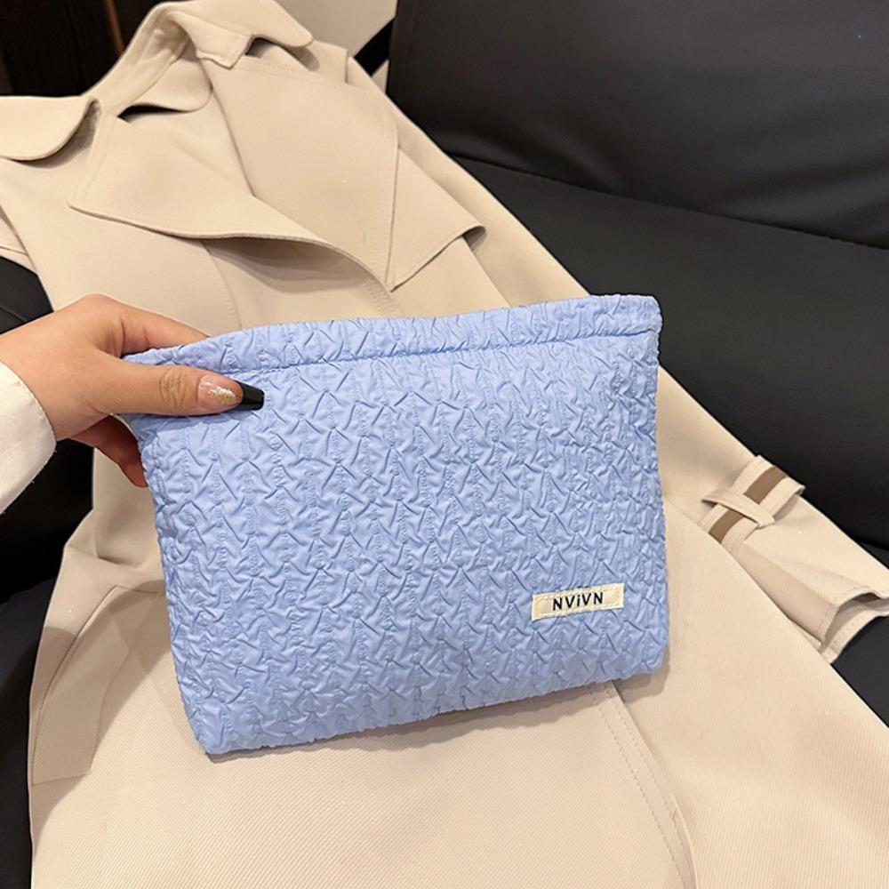 Portable Zipper Makeup Bag Large Capacity Solid Color Cosmetic Bag Clutches Bag Travel