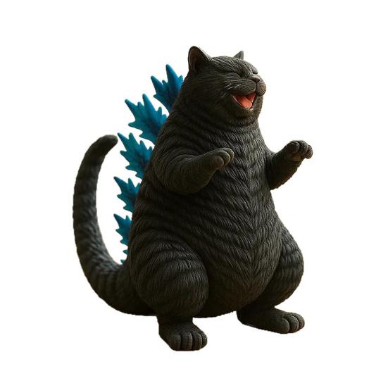 Dinosaur Cat Figurine Mini Roaring Cat Statue Collectible Resin Cat Ornament for Home Office Desk Shelf Decoration Cat Lovers Gift