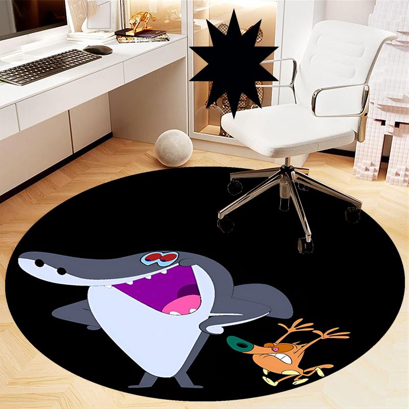 Zig & Sharko Printed Round Rug Carpet Chair Rug Area Rug Entryway Doormats,for Office Chair Living Room Bedroom Kitchen Room.