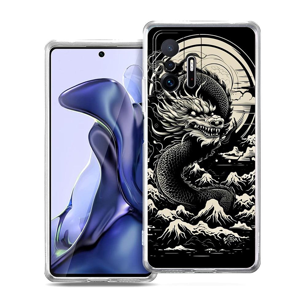 Прозрачный чехол для телефона для Xiaomi Mi 14 13 12 11 Ultra Poco X3 NFC F3 F6 Pro Мягкий ТПУ корпус Модный тренд Мультяшный Китайский дракон
