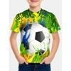 Cool football T-shirt, children's T-shirt, boys' outdoor baby summer outfit, short sleeved 3D football print, girls' T-shirt