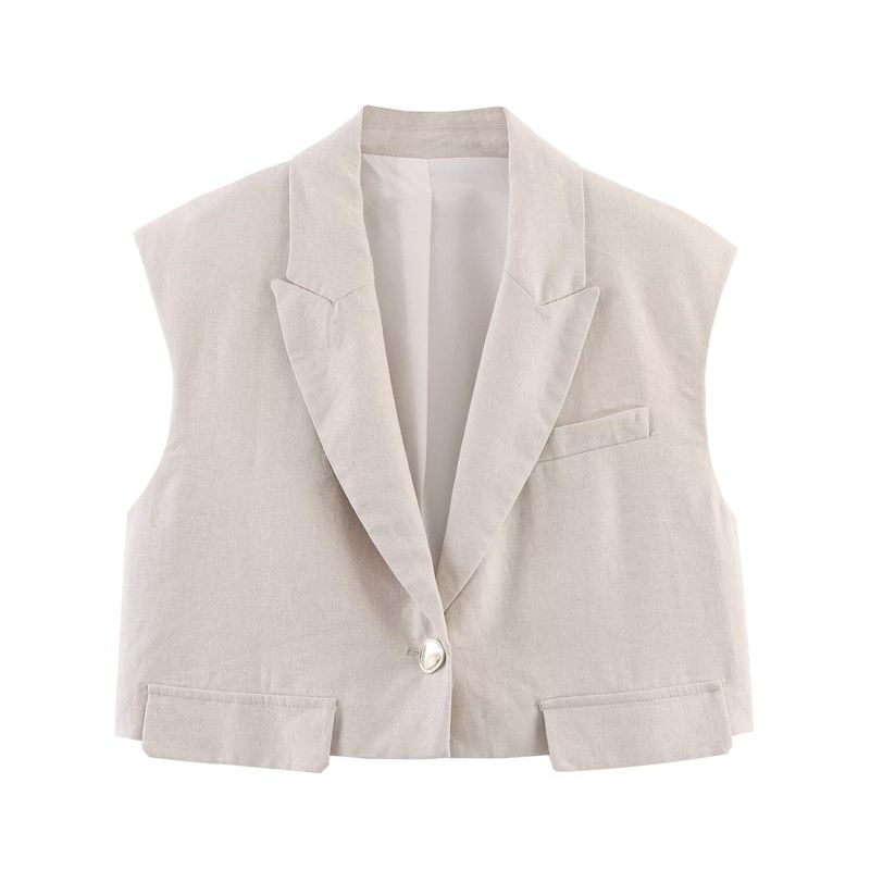 Kaslead New Women clothes Western Style Blended Lapel Sleeveless Vest Trousers 2406998 3584998