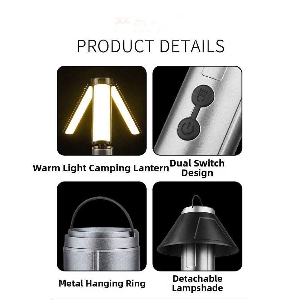 LED Light Camping Light USB Rechargeable Telescopic Emergency Lamp with Hook Adjustable Height Telescopic Flashlight
