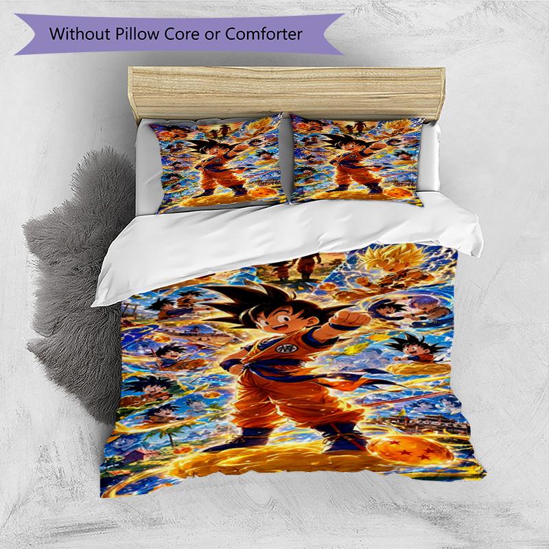 3pcs Duvet Cover Set (1*Duvet Cover + 2*Pillowcase, Without Core), DRAGON BALL Print Bedding Set, Bedroom Decor, All‑Season, Birthday Gift