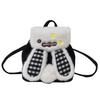 Cartoon Plush Backpack With Checkered Pattern And Storage For Women And Men