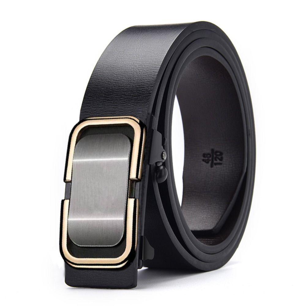 PULO Belt Men's Genuine Leather Automatic Buckle Trouser Belt Casual Personality
