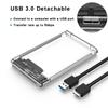 1set 2.5 Inch SATA To USB 3.0 Tool Free Clear External Hard Drive Enclosure [Optimized for SSD