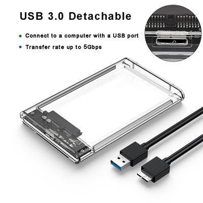 1 комплект 2,5-дюймового SATA-USB 3.0 без инструментов, прозрачный корпус внешнего жесткого диска [оптимизирован для SSD