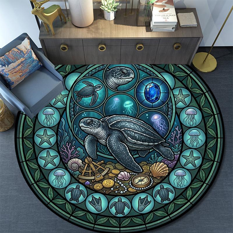 Oceanic Glass Round Area Rug Under Office Chairs Bedroom Living Room Home Decor