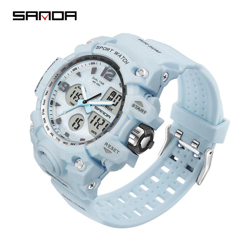 SANDA Новые простые модные спортивные электронные часы с ночным светом, студенческие мужские часы