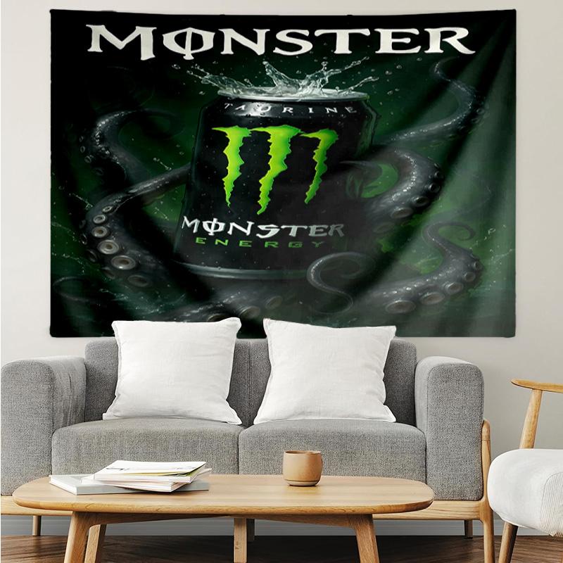 Гобелен с логотипом Monster Energy для эстетичной спальни, классной комнаты, настенное панно для гостиной, общежития, офиса, идеальный креативный подарок