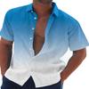 Летняя рубашка, обычная версия, 3D цифровая печать, быстросохнущая, мужская, градиентного цвета, модная рубашка с короткими рукавами