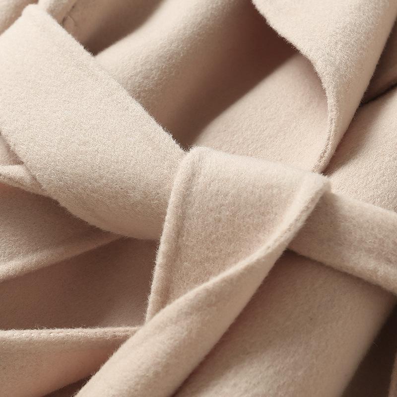 Двустороннее кашемировое пальто женское облегающее среднее и длинное корейская версия талии двухстороннее шерстяное пальто тонкое маленькое шерстяное пальто