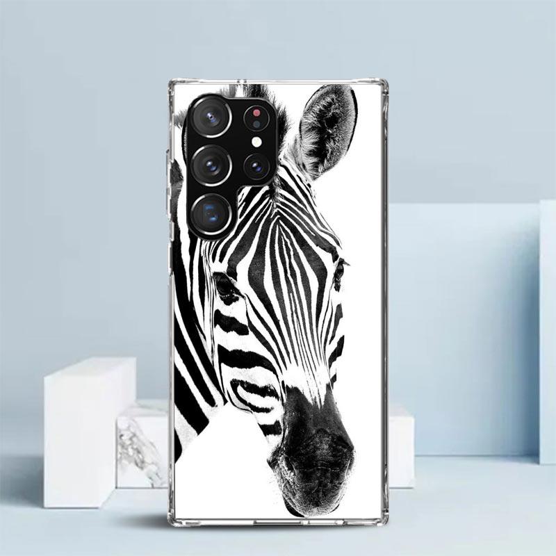 Zebra Stripe Black White Phone Case For Samsung Galaxy S24 S25 Edge S26 Ultra S22 S23 Plus S21 + S20 FE Soft TPU Back Cover Gala